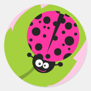 Hot Pink Ladybug Runder Aufkleber