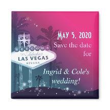 Hot Pink Las Vegas Strip Wedding Save the Date