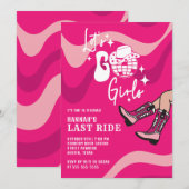 Hot Pink Last Ride Disco Cowgirl Bachelorette Einladung (Vorne/Hinten)