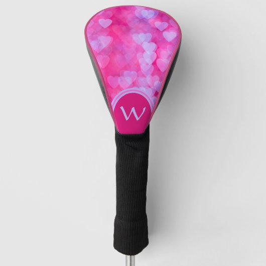 Hot Pink & Lavender Heards Personalisiert Golf Headcover (Vorderseite)