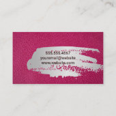 Hot Pink Leather | Metall gebürstet Visitenkarte (Rückseite)