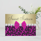 Hot Pink Leopard 16 . Geburtstag Einladung (Stehend Vorderseite)