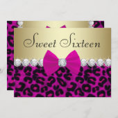 Hot Pink Leopard 16 . Geburtstag Einladung (Vorne/Hinten)