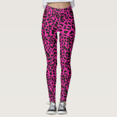 Hot Pink Leopard Animal Print Leggings (Vorderseite)