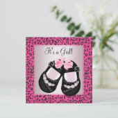 Hot Pink Leopard Baby Girl Dusche Einladung (Stehend Vorderseite)