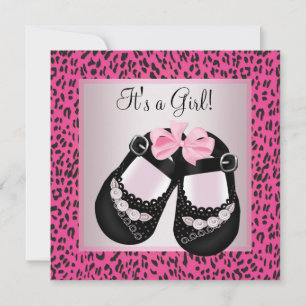Hot Pink Leopard Baby Girl Dusche Einladung