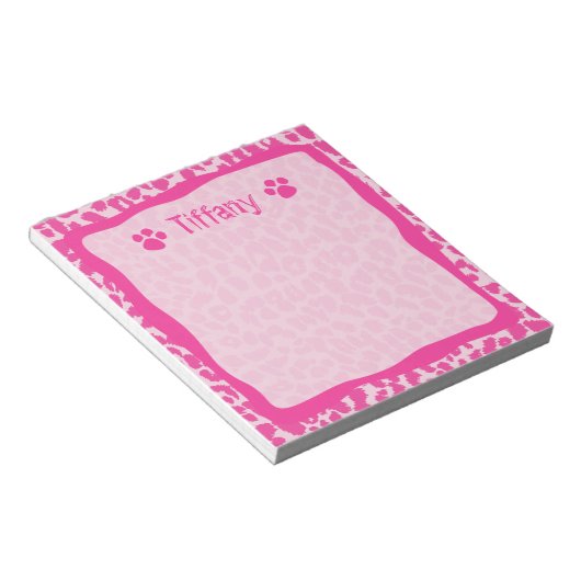 Hot Pink Leopard Cheetah Anpassbare Notepad Notizblock (angewinkelt)