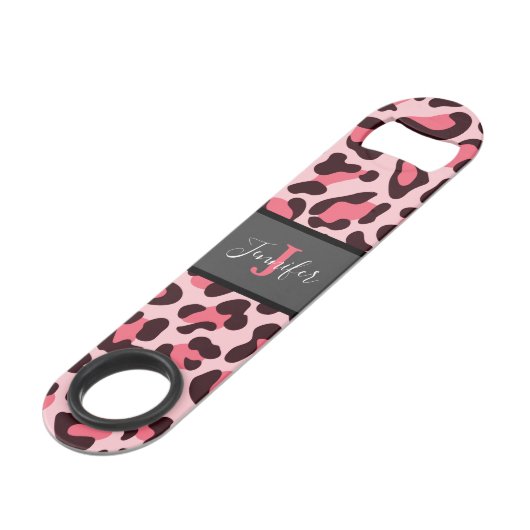 Hot Pink Leopard Druckgeschwindigkeit Flaschenöffn Speed Flaschenöffner (Vorderseite Schrägansicht)