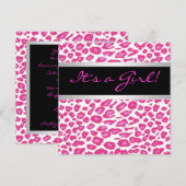 Hot Pink Leopard Girl Dusche Einladungen (Vorne/Hinten)