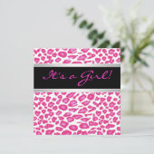 Hot Pink Leopard Girl Dusche Einladungen (Stehend Vorderseite)