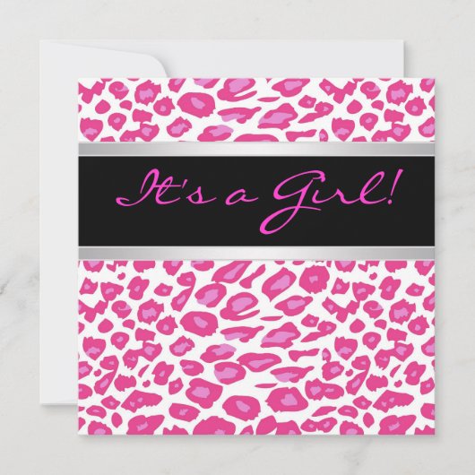 Hot Pink Leopard Girl Dusche Einladungen (Vorderseite)