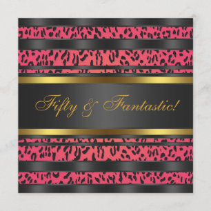 Hot Pink Leopard Gold Frauen 50. Geburtstagsparty Einladung