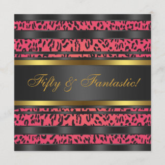 Hot Pink Leopard Gold Frauen 50. Geburtstagsparty Einladung
