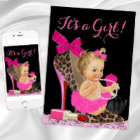 Hot Pink Leopard High Heel Shoel Baby Dusche