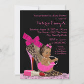 Hot Pink Leopard High Heel Shoel Ethnic Baby Dusch Einladung (Rückseite)