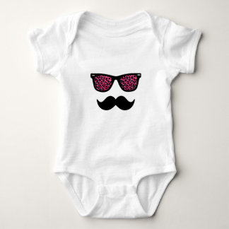 Hot Pink Leopard Mustache Design Baby Strampler