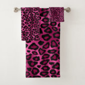 Hot Pink Leopard Muster Badhandtuch Set (Insitu)