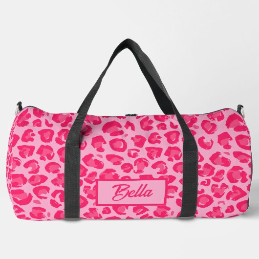Hot Pink Leopard Muster Duffle Bag (Vorderseite)