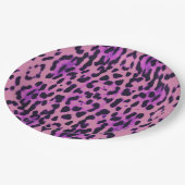 Hot-Pink-Leopard-Pelzmuster Pappteller (Schrägansicht)