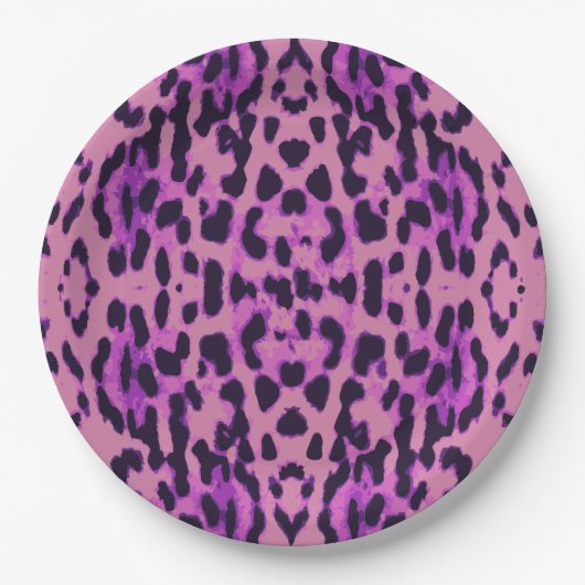 Hot-Pink-Leopard-Pelzmuster Pappteller (Vorderseite)