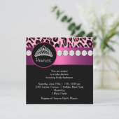 Hot Pink Leopard Princess Girl Baby Dusche Einladung (Stehend Vorderseite)