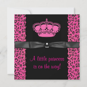 Hot Pink Leopard Princess Girl Babydusche Einladung