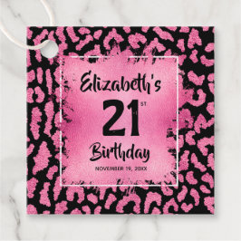 Hot Pink Leopard Print 21. Geburtstag Personalisie Geschenkanhänger