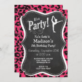 Hot Pink Leopard Print; Balletttänzer Einladung (Vorne/Hinten)