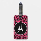 Hot Pink Leopard Print; Balletttänzer Gepäckanhänger (Rückseite vertikal)