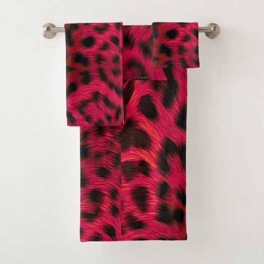 Hot Pink Leopard Print Faux Badhandtuch Set (Insitu)