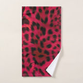Hot Pink Leopard Print Faux Badhandtuch Set (Handtuch)