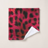 Hot Pink Leopard Print Faux Badhandtuch Set (Waschlappen)