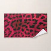 Hot Pink Leopard Print Faux Badhandtuch Set (Handtuch)