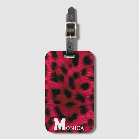 Hot Pink Leopard Print Faux Gepäckanhänger (Vorderseite Vertikal)