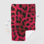 Hot Pink Leopard Print Faux Golfhandtuch (Insitu)
