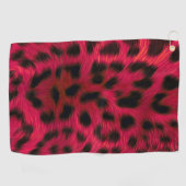 Hot Pink Leopard Print Faux Golfhandtuch (Horizontal)