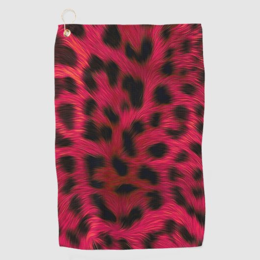 Hot Pink Leopard Print Faux Golfhandtuch (Vorderseite)