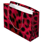 Hot Pink Leopard Print Faux Große Geschenktüte (Rückseite Schrägansicht)
