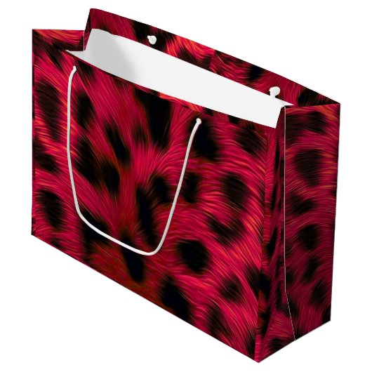 Hot Pink Leopard Print Faux Große Geschenktüte (Vorderseite Schrägansicht)