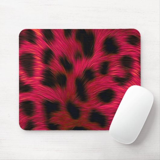 Hot Pink Leopard Print Faux Mousepad (Mit Mouse)