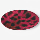 Hot Pink Leopard Print Faux Pappteller (Schrägansicht)