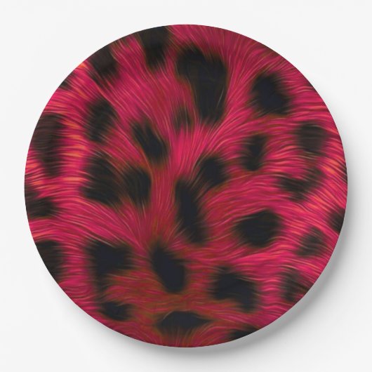 Hot Pink Leopard Print Faux Pappteller (Vorderseite)