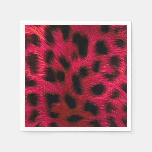 Hot Pink Leopard Print Faux Serviette (Vorderseite)