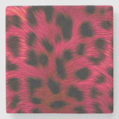Hot Pink Leopard Print Faux Steinuntersetzer (Vorderseite)