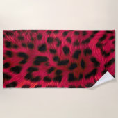 Hot Pink Leopard Print Faux Strandtuch (Vorderseite)