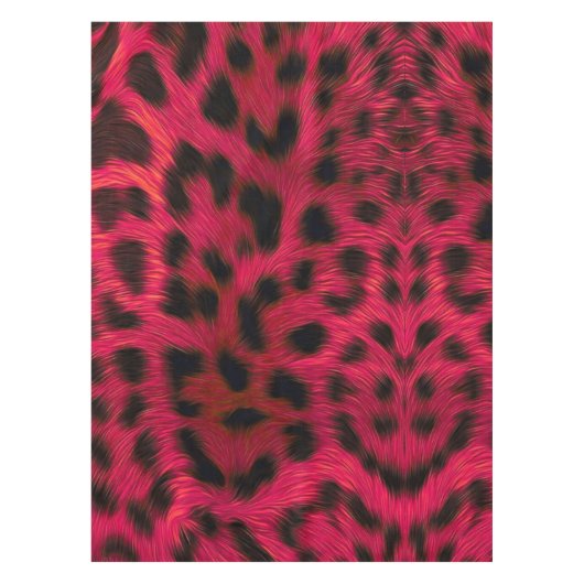 Hot Pink Leopard Print Faux Tischdecke (Vorderseite)