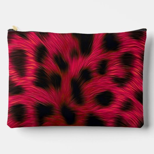 Hot Pink Leopard Print Faux Zubehörtasche (Vorderseite)