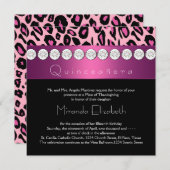 Hot Pink Leopard Quinceanera Einladung (Vorne/Hinten)