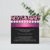 Hot Pink Leopard Quinceanera Einladung (Stehend Vorderseite)