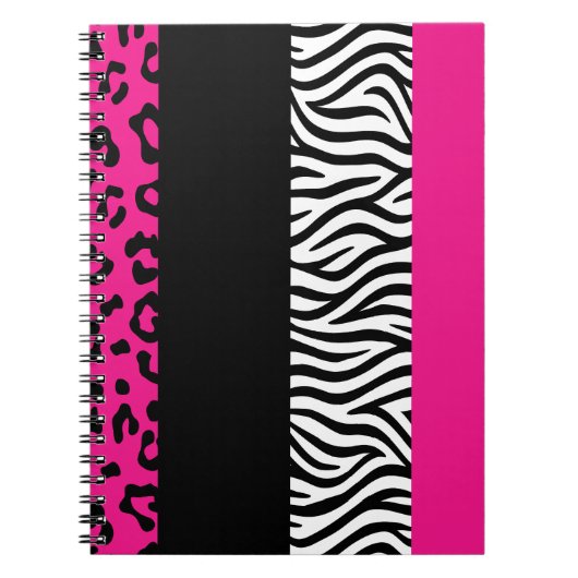 Hot Pink Leopard und Zebra Animal Print Notizblock (Vorderseite)